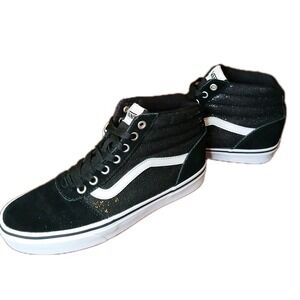 VANS Sk8-Hi Black glitter Sparkle Style 500714 Sz 8.5 Women Sneakers Shoes #1376